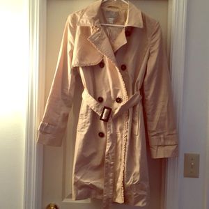 Ruffled mid length trench coat